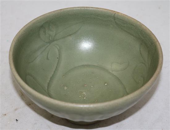 A Chinese Longquan celadon petal lobed bowl, Song / Yuan dynasty, 15cm